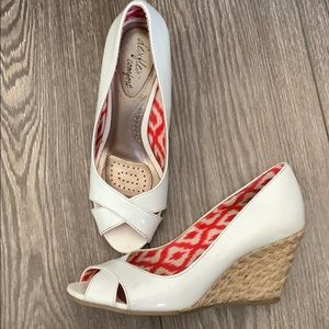 White wedge dress shoes